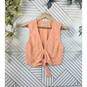 ABERCROMBIE & FITCH Women's Linen Blend Orange Tie Front Crop Top Size Small